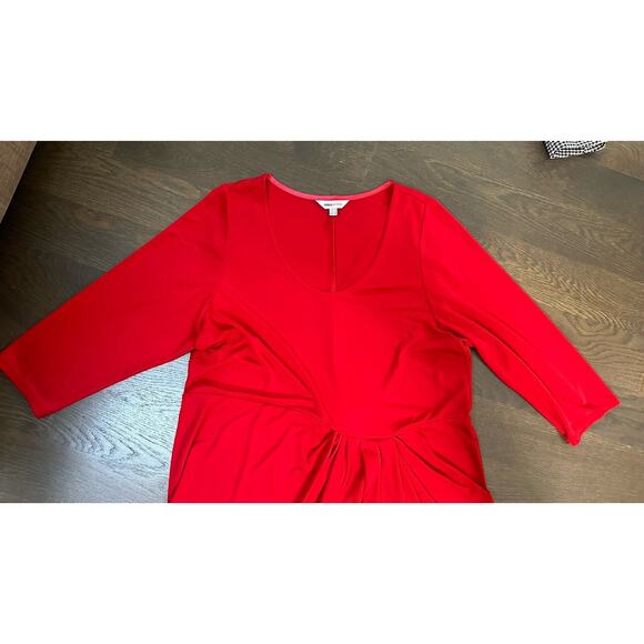 Ann Scholz Red Jersey Dress Draped Woman Sleeves ~sz‎ US 18 - Picture 3 of 6